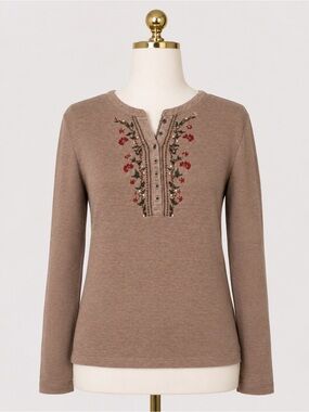 Croft & Barrow Embroidered Thermal Knit Top – Women's Large